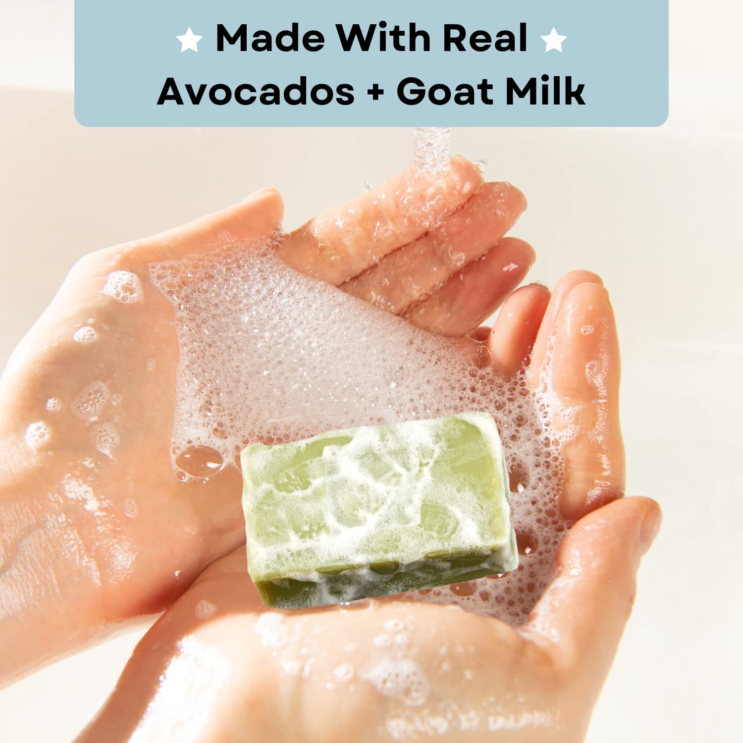 Way Natural Avocado Goat Milk Soap Bar - Unscented, Facial Natural Bar Soap for Men & Women - Handmade w/Real Milk - Face Wash/Hands/Body, Gently Exfoliating - Premium, No Dyes (3oz)